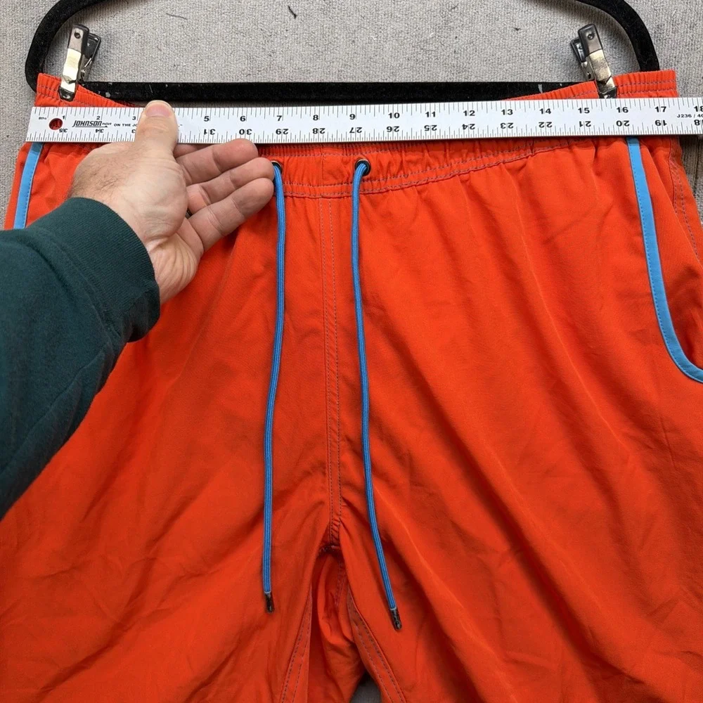 Men's Swim Trunks Orange‎ Lined Drawstring Board Shorts Beach Bros XXL